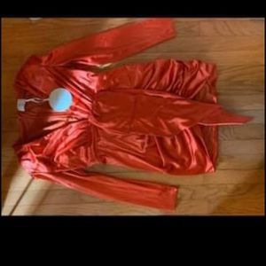 Shoulder Stretch Satin Long Sleeve Mini Dress